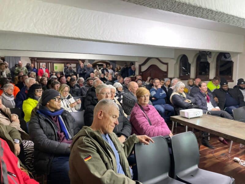 Douglasdale community members during the public meeting with JW at Norscot Manor Recreation Centre on August 3, 2026. Photo: Ayanda Ntshingila