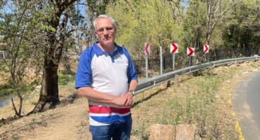 Chris Santana visited the site assess the work completed at Robyn Street bend in Jukskei following years of concerns about accidents and inadequate road safety measures on August 25, 2026. Photo: Ayanda Ntshingila