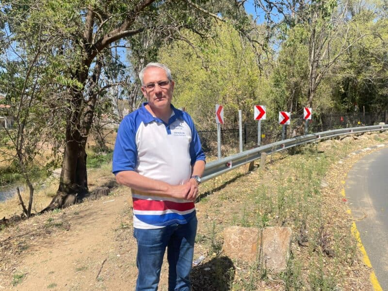 Chris Santana visited the site assess the work completed at Robyn Street bend in Jukskei following years of concerns about accidents and inadequate road safety measures on August 25, 2026. Photo: Ayanda Ntshingila