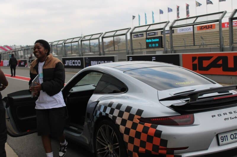 Mogomotsi described the experience as “very amazing” and said he enjoyed the speed and excitement of the cars while taking part in Reach For A Dream’s Dream Club outing on August 27, 2026. Photo: Ayanda Ntshingila