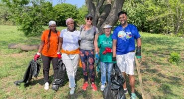 Nomzamo Ngema, Sandisiwe Sibanda, Leanne Willians, Kerry Mawson and Vino Reddy during the clean-of the Sandspruit River as SpruitSpritz celebrates 6 years of keeping Paulshof clean. Photo: Ayanda Ntshingila