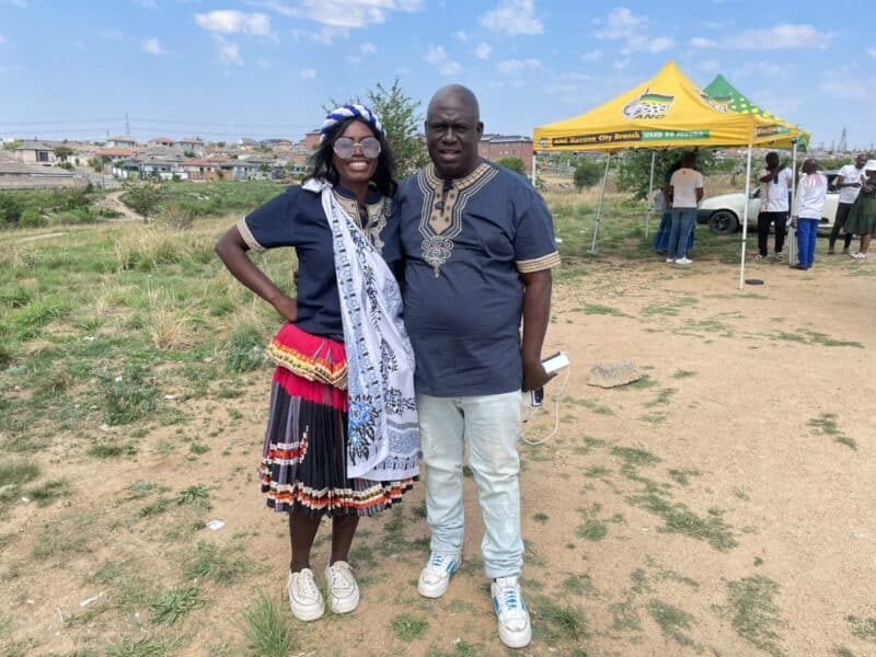 Patience Mkhari and Rufas Maswazi showcase their heritage through traditional attire during the community’s Heritage Day celebration at Riverside Square, Extension 33 on September 27, 2026. Photo: Ayanda Ntshingila