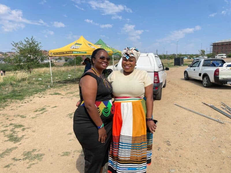 Mahlodi Mothemi and Tsotetsi Modiehi showcasing their heritage through traditional attire during the community’s Heritage Day celebration at Riverside Square, Extension 33 on September 27, 2026. Photo: Ayanda Ntshingila