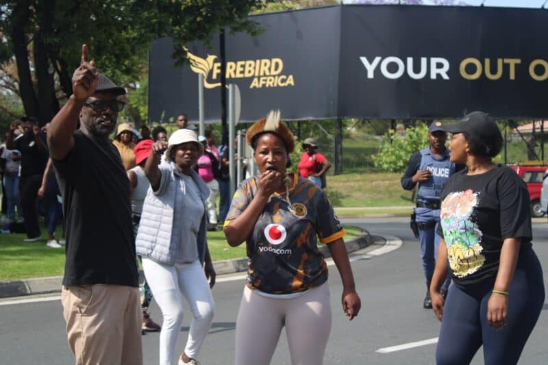 Jobseekers picket once again outside the entertainment establishment in Fourways on October 14, 2026. Photo: Ditiro Masuku