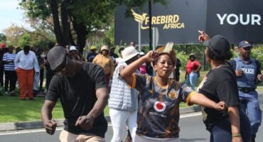 Jobseekers protests outside Montecasino over allegations of hiring undocumented immigrants on October 14, 2026. Photo: Ditiro Masuku