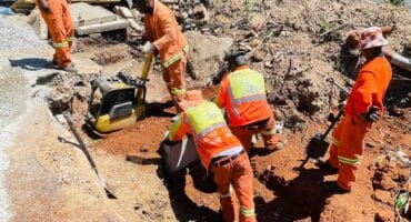 Johannesburg Road Agency employees repairing the year-long excavation at the corner of Lingerette Avenue and Tana Road on October 13, 2026. Photo: Ayanda Ntshingila
