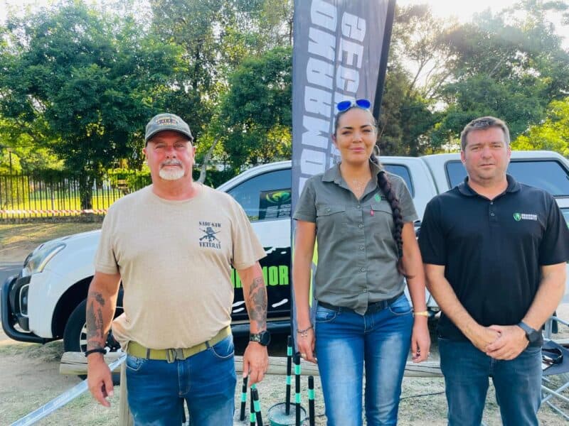 OnArmor Security team members Cedric Smith, Ilse Mackay and Werner Koen at the annual Jukskei Park Community Forum bonfire fundraiser at Robyn Park on October 24. Photo: Ayanda Ntshingila