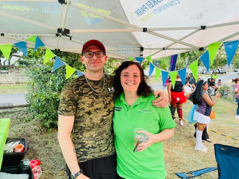 Jukskei Park Community Forum (JPCF) members Ricky Baldwin-Ross and Sunika Nattrass at the annual bonfire fundraiser held at Robyn Park on October 24. Photo: Ayanda Ntshingila