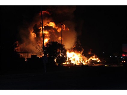 Highly flammable drums exploding.