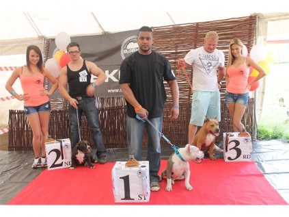 Winners in the category zero to six month (males). First place went to Batista, with owner Zubair Mohammed. Second place was clinched by Alexander, with owner Stefan Liebenberg, and third spot went to Tyson, with owner Nico Barkhuizen.