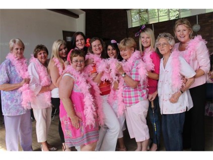 Ladies came in different shades of pink, in support of fighting human trafficking.