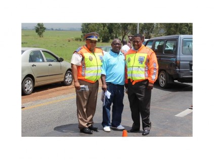 Chief of Police, Hlula Msimang, strategic adviser to MMC, Abednigo Motsopi and MMC for Community Safety, Clr Mthuthuzeli Siboza taking a break during the launch.