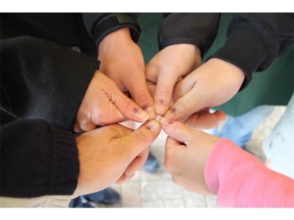 Residents voting at Laerskool Concordia were proudly showing off the marks on their thumbs.