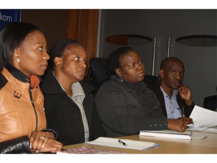 State-owned power utility Eskom held a media briefing on the state of the Ekurhuleni’s power situation, on June 25. Seen during the event are (from left): Reneiloe Semenya (corporate affairs manager), Rudzani Shikota (operations and maintenance), Siphokazi Qasana (senior customer relations manager) and Clive Zwane (customer relations manager).