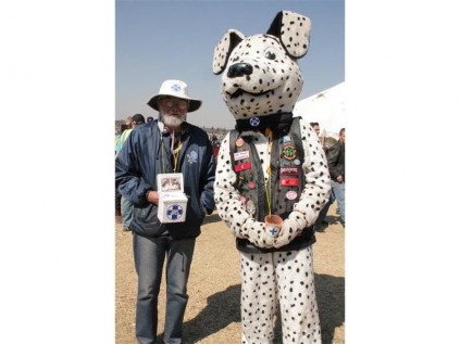 The Boksburg SPCA's official tin man, Dan Spangler, and Spotty raised funds for the SPCAs at the mass ride.