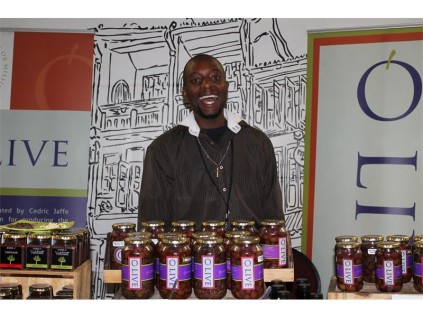 Melusi Dlomo from the Olive Company exhibited his products and the festival.