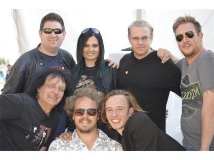 Some of the judges and the winners: (Back from left): Sam Walker, Leandi Cameron, Nathan Ro and Johnny Birin, Front: Danny de Wet along with the winners from Not Bob and a Friend, Werner Greeff and Werner Bekker. Absent: Brian Kotzen teacher from Parkrand Primary School and singer-songwriter Lilly Million.