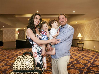 Darren Scott, Mark (3) and Matthew (11 months) wish mom, Mrs South Africa Sarah-Kate, well as she heads to Mrs World pageant.