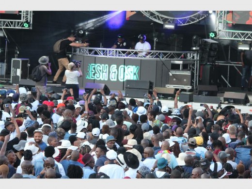 Seen are DJ Fresh and Oskido performing at the fifth Ekurhuleni Spring Fiesta festival to a packed floor.