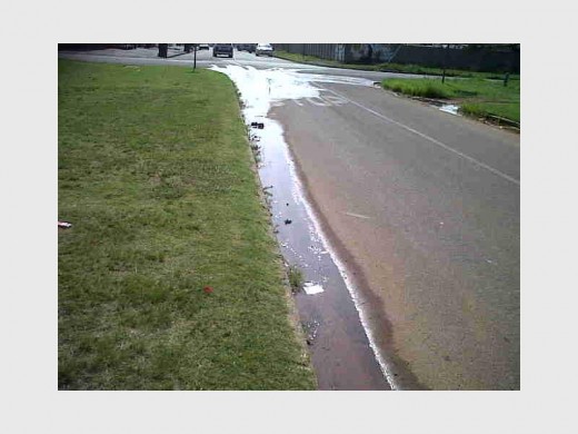 A water leak in Fifth Street, Boksburg North.