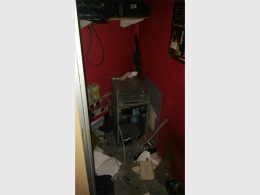 One of the safes that were forced open.