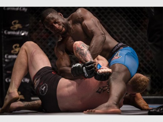 Bhati applies the deadly kimura. Photographer: EFC Worldwide 49 Fight Night.
