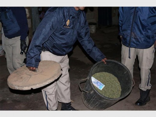 Dagga found hidden in a rubbish bin.