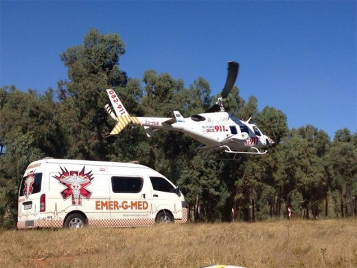 The Netcare 911 helicopter in which a seven-month-old baby was rushed to hospital.