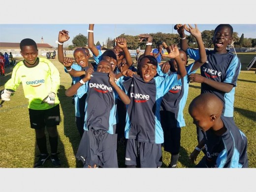 St Joseph’s players in jubilant spirits following their win.