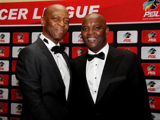 Peermont Corporate Affairs executive Vusi Zwane (left) with league-winning coach, Pitso Mosimane. Photographer: Yolanda van der Stoep.