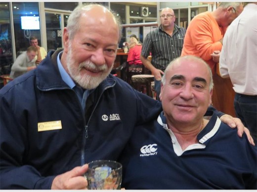 Seen here are (from left) Nicky Savvides, president elect of Rotary Club Boksburg Lake, congratulating Marco Adamo for his hole in one that bagged an extra R500 for charity.