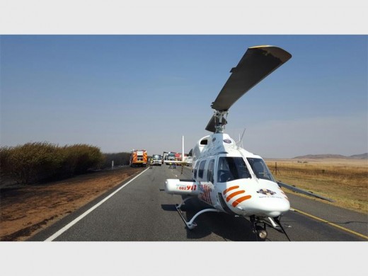 A Netcare 911 helicopter used to fly a critically injured person to hospital.