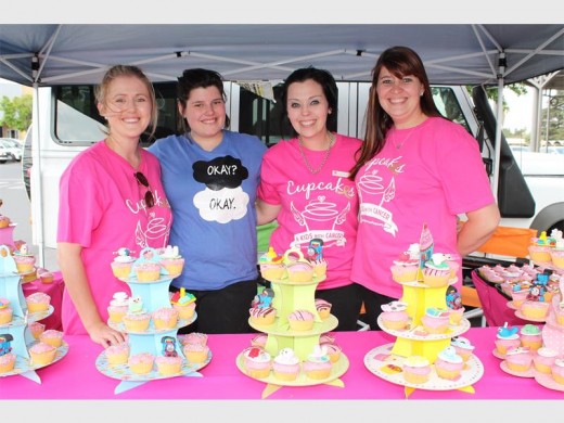 Lee-Anne Leathley (left), cancer survivor Daniella Snyman, Michelle Larsen and Dawn Viljoen at Sunward Centre's Party of Hope for Cupcakes 4 Kids with Cancer.