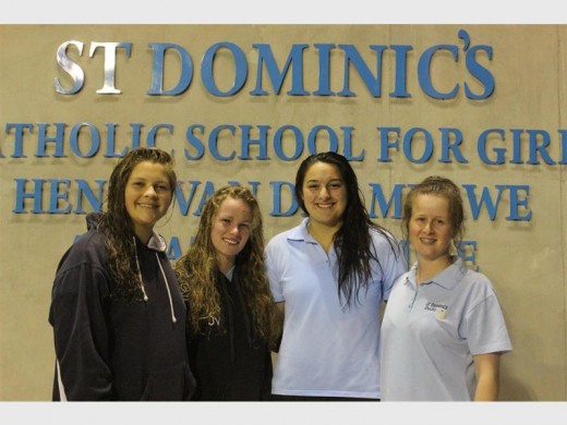 These matric swimmers swam their last-ever school gala. They are (from left) Kyra Venter, Jessica van der Spuy, Michlene Pedro and Shannon Fourie.