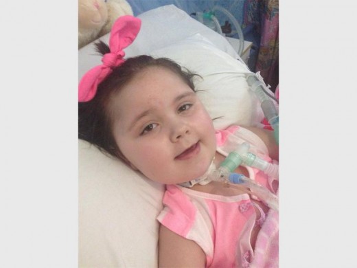 Mea Meyer while she was still in hospital after she was diagnosed with meningitis.