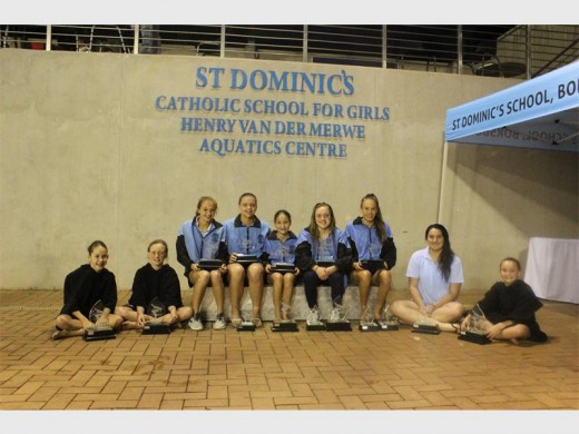 Ladder Eight Gala trophy winners are (from left) Skyla de Freitas, Shannon Massolini, Ashleigh Munks, Carissa van Rooyen, Rebecca Leach, Tatum Peyerl, Kaylyn Leach, Michlene Pedro and Alexia Jansen.