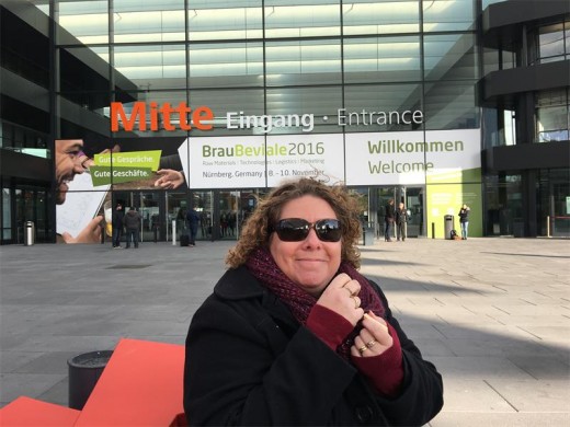 Wendy embracing the cold for BrauBeviale.