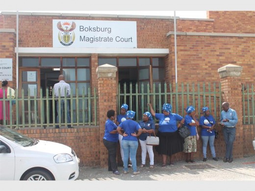 Democratic Alliance (DA) members outside the Boksburg Magistrate's Court.
