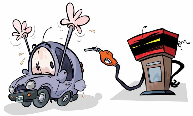 14125374 - cartoon gas pump and car