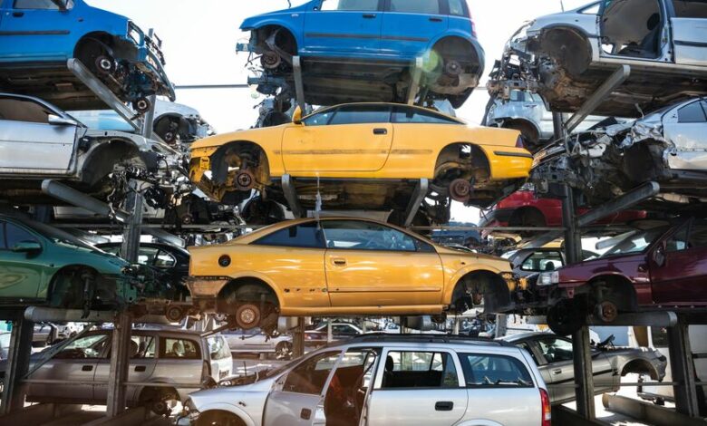 Recycling of old,used, wrecked cars. Dismantling for parts at scrap yards