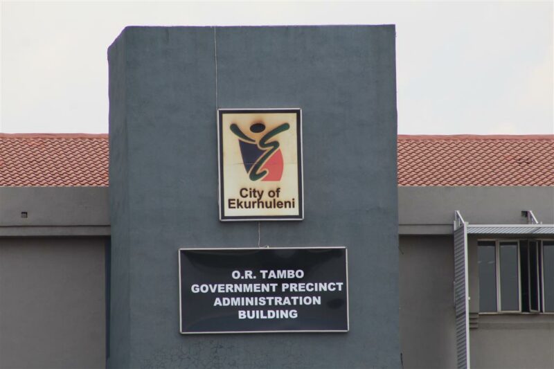 City of Ekurhuleni building with the city's logo on the wall