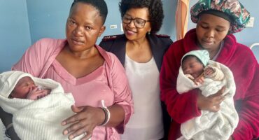 Seen here are mothers of New Year’s babies Grace Funane and Ntombizodawa Khumalo with Matron Thandiwe Lorraine Dibakoane (middle).