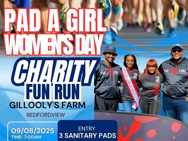 Two men started Pad a Girl to end period poverty in South Africa. This Women’s Day, run, walk, or cheer at their Charity Fun Run and help make a difference.