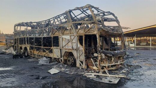 Greyhound buses have been left destroyed after a huge fire erupted at the depot in Jet Park on Sunday afternoon, August 17. Greyhound buses have been left destroyed after a huge fire erupted at the depot in Jet Park on Sunday afternoon, August 17.