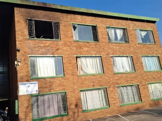 The fire-ravaged property in Boksburg.