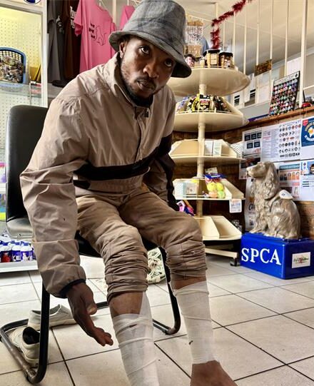 The man said it took about 30 minutes to fend off the dogs.