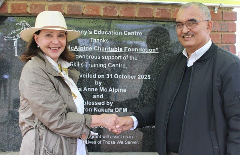 St Anthony’s Education Centre honours the Roy McAlpine Charity Foundation for empowering learners with bursaries, skills training, and new smart boards.