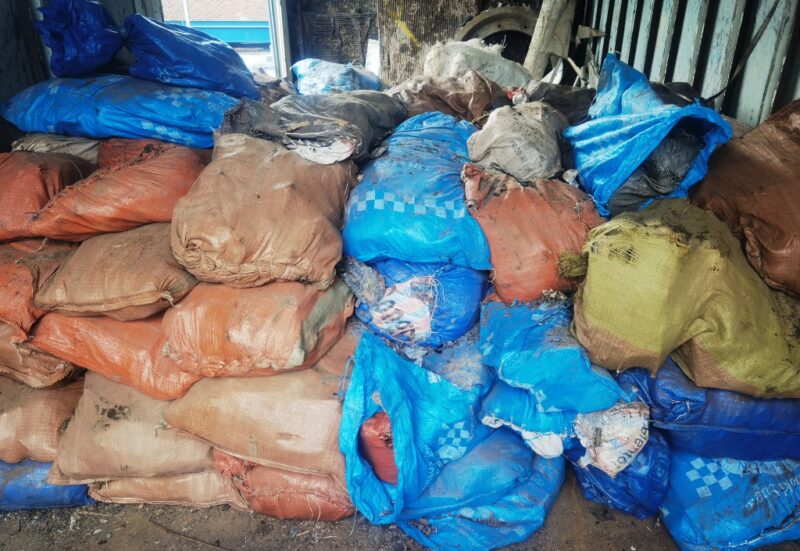 Multiple bags of scarp copper cables