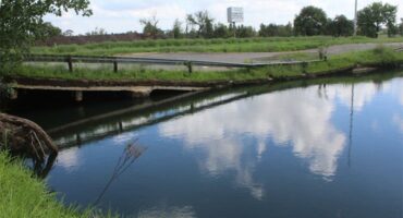 a sinkhole filled with rainwater
