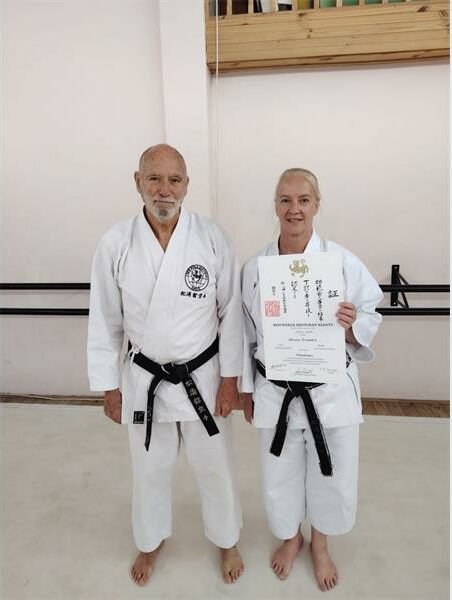 Sensei Janien Potgieter started karate aged 13. She earned her first black belt in 1993 and has been a teacher since 2002.